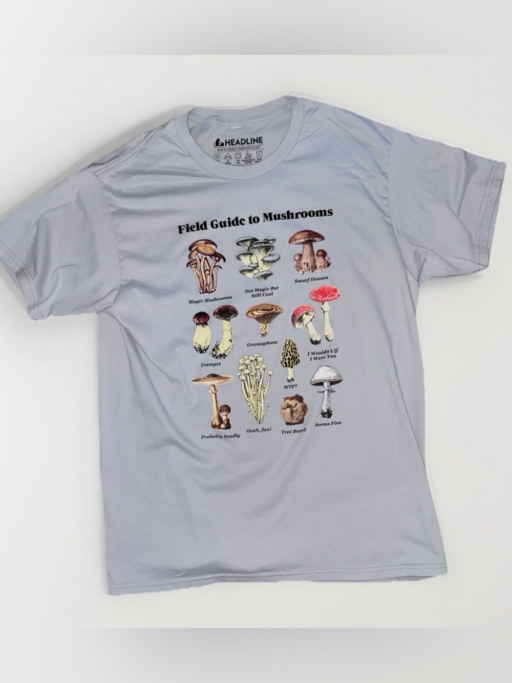 Field Guide to Mushrooms Graphic Tee - Light Gray